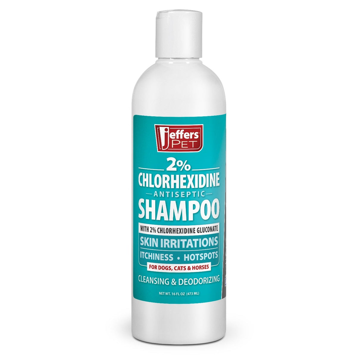 Jeffers Pet 2% chlorhexidine antiseptic shampoo bottle, for dogs, cats & horses