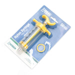 Nylon syringe kit in blister pack with yellow syringe and replacement o-rings