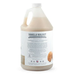 Vanilla walnut conditioning shampoo jug, back label with ingredients and barcode