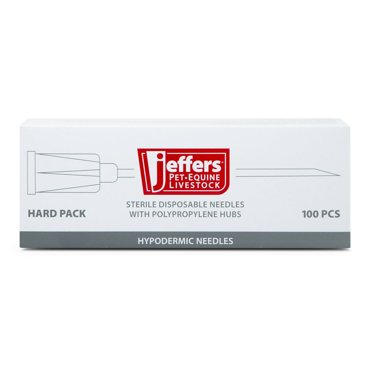 Sterile disposable hypodermic needles hard pack, 100 pcs, with polypropylene hubs