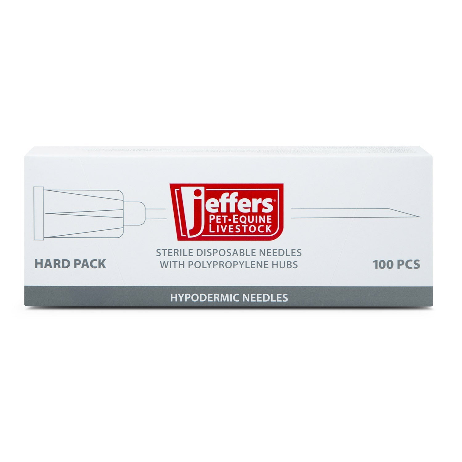 Sterile disposable hypodermic needles hard pack, 100 pcs, with polypropylene hubs