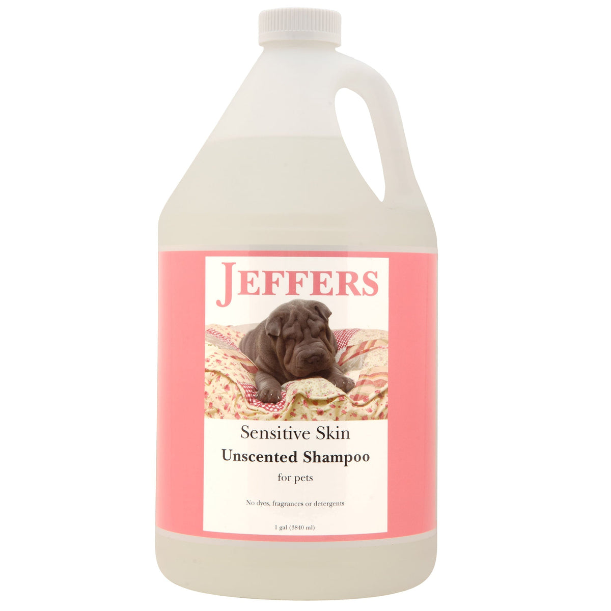 Unscented sensitive skin pet shampoo bottle with handle, Jeffers