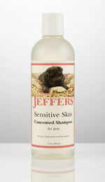 Pet shampoo bottle, Jeffers Sensitive Skin unscented fragrance-free, dye-free, 17 oz