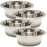 Pack of stainless steel pet bowls, four nested bowls with reflective interiors