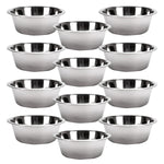 Stainless steel pet food and water bowls, multi-pack of several bowls arranged