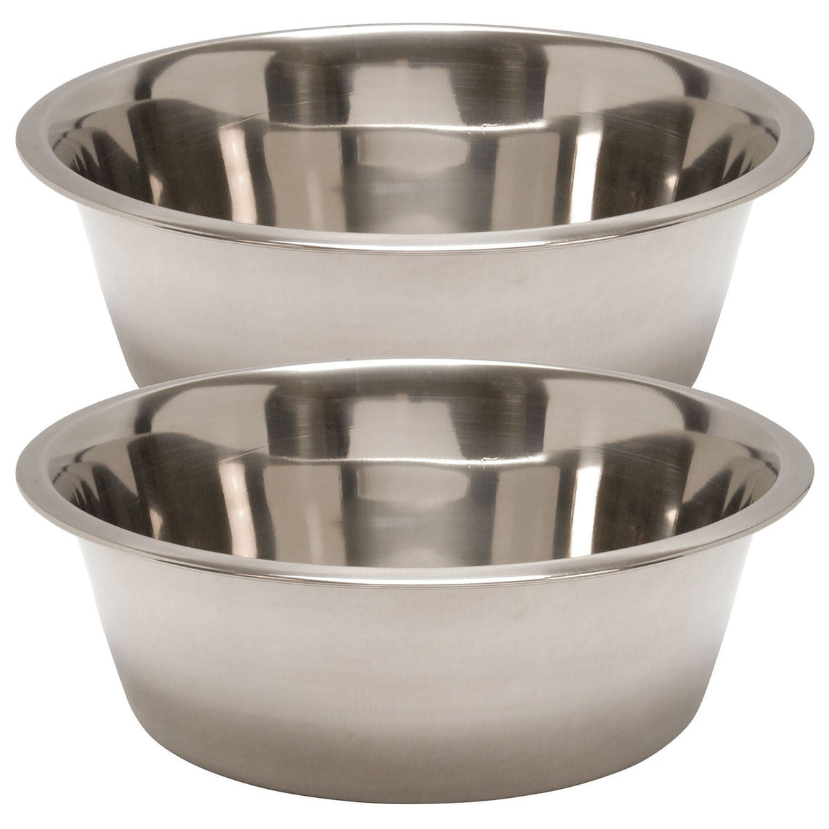 Stainless steel pet food and water bowl set, two bowls stacked for feeding