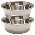 Stainless steel pet food and water bowl set, two bowls stacked for feeding
