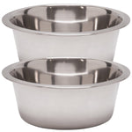 Stainless steel pet food and water bowls, two bowls nested together