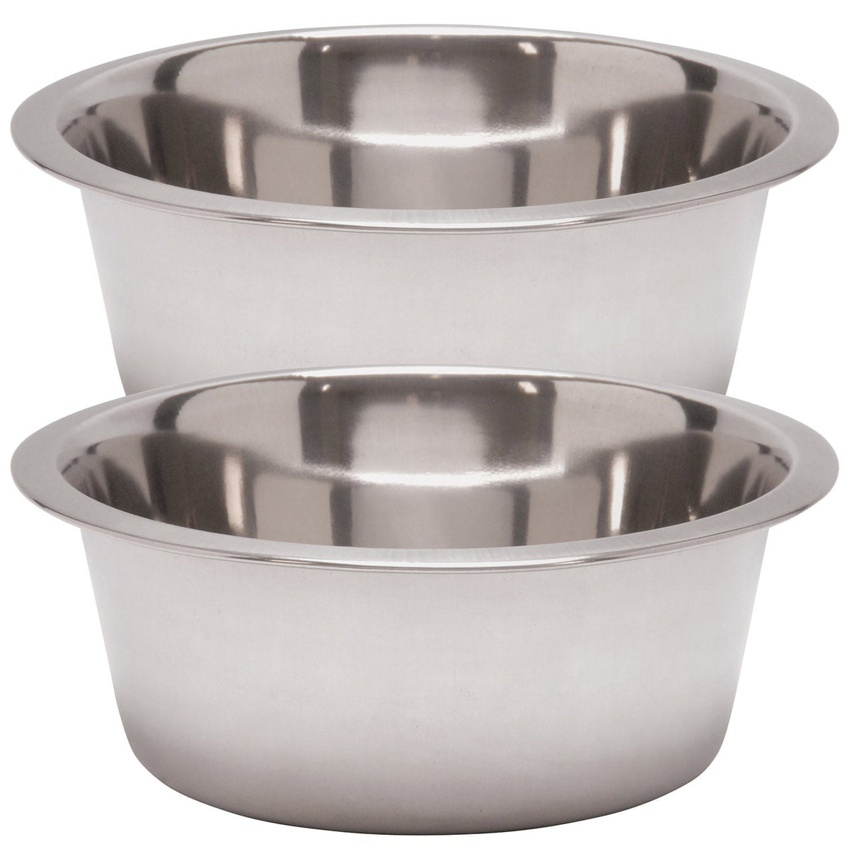 Stainless steel pet food and water bowls, two bowls nested together