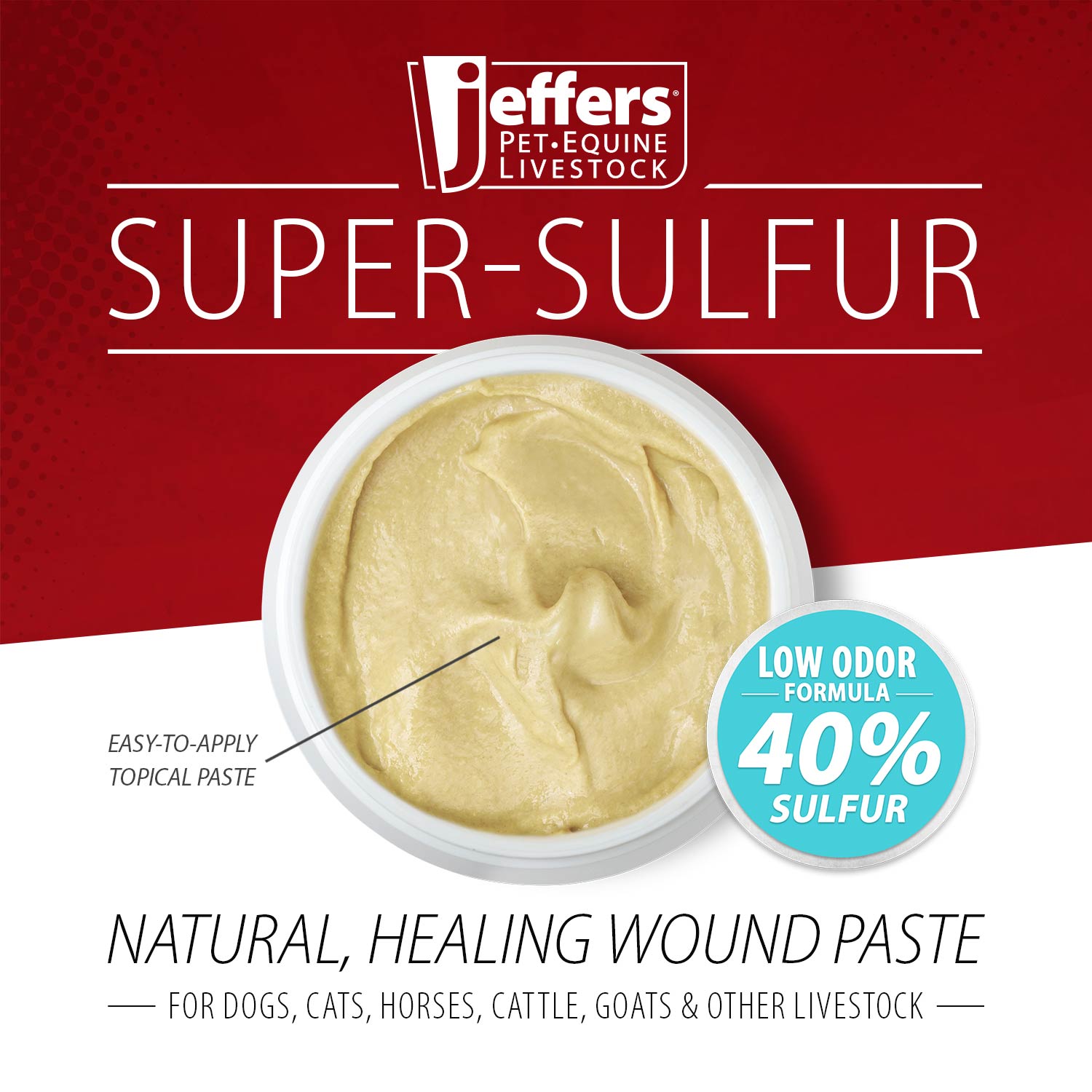 Super-Sulfur Paste container with pale yellow cream inside an open lid