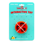 Calming vanilla scented interactive natural rubber dog toy package with red tomato