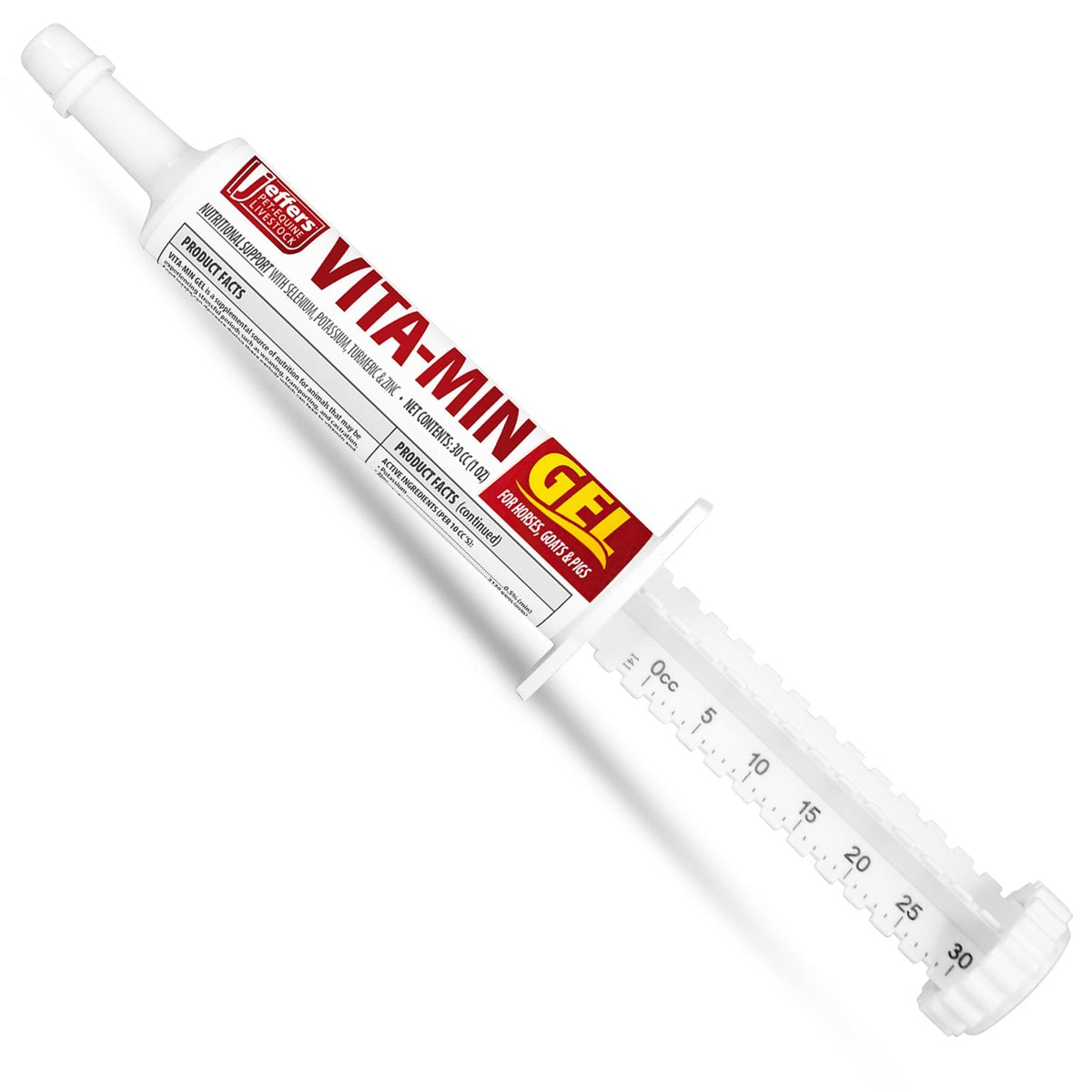 Jeffers VITA-MIN GEL syringe-style vitamin gel tube with measuring marks