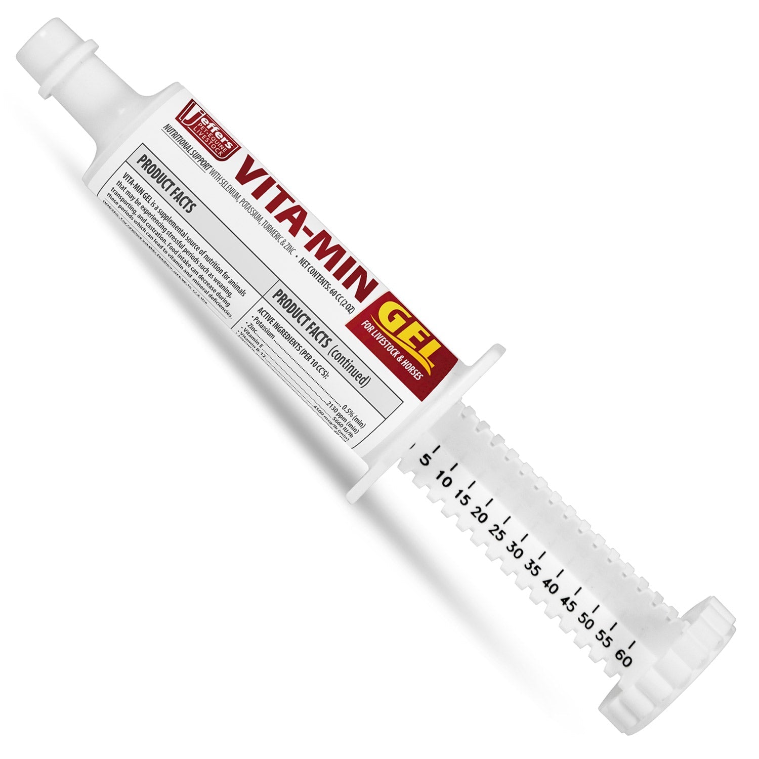 Jeffers VITA-MIN GEL syringe-style vitamin gel tube with dosage scale