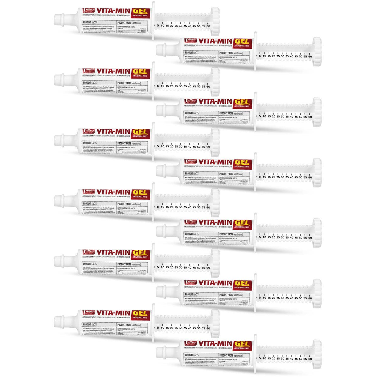 Multiple Jeffers VITA-MIN GEL syringe-style vitamin gel tubes, assorted angles