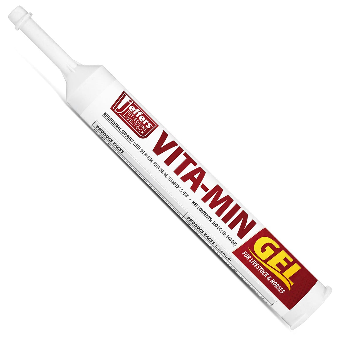 Jeffers VITA-MIN GEL vitamin gel tube with red and yellow label panel
