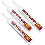 Vita-Min gel syringes with Jeffers label and dispensing caps, white