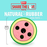 Jeffers natural rubber watermelon dog toy package with circular treat holes