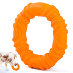 Orange wavy ring natural rubber dog chew toy