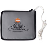 Grey pet bed warmer heating pad with power cord and stitched edge