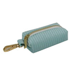 Teal corduroy poop bag holder with zipper and gold clip