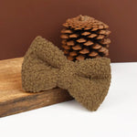 Teddy lambskin bow tie in dark taupe/brown with teddy texture