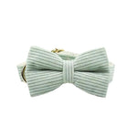 Light green corduroy bowtie accessory with textured fabric and center knot
