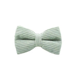 Light green corduroy bowtie with matching center knot and sewn texture