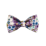Lilac floral dog bow tie with blue and white flower pattern