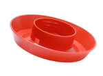 Plastic chicken waterer base, red with central raised stand