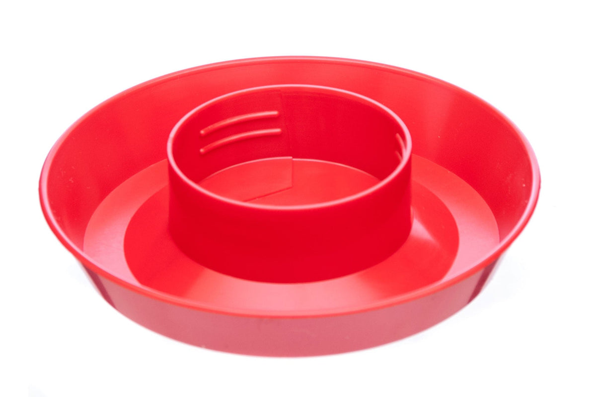 Plastic chicken waterer base, red with central raised stand