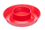 Plastic chicken waterer base, red with central raised stand