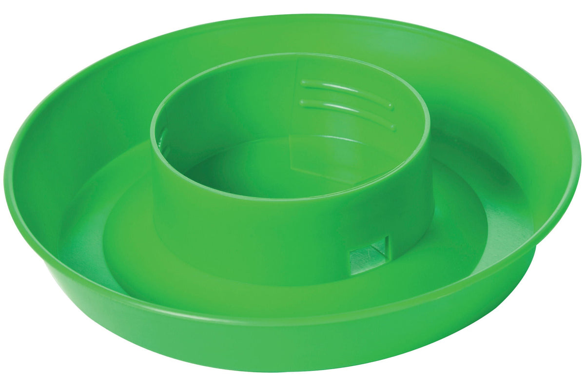 Plastic chicken waterer base, lime green with central raised stand