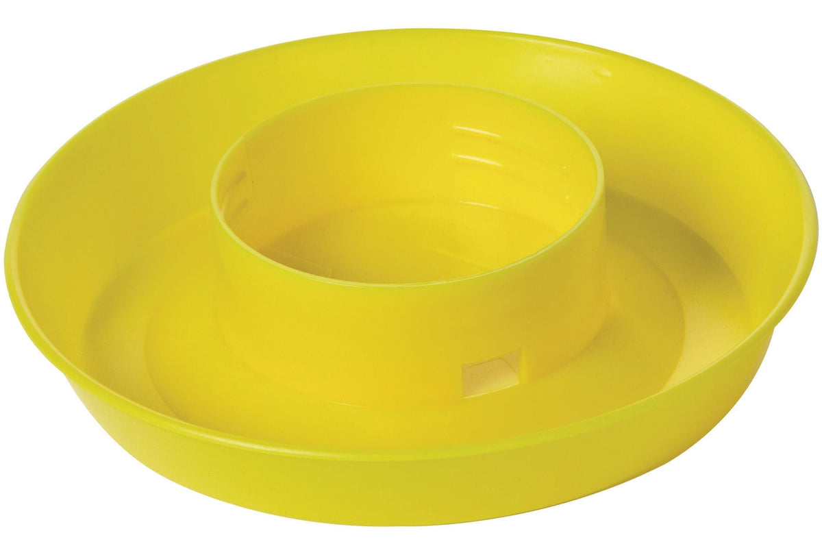Plastic chicken waterer base, yellow with central raised stand