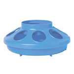 Light blue plastic feeder and waterer base with round openings