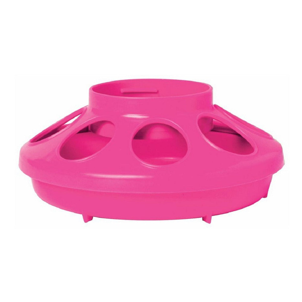 Hot pink plastic feeder and waterer base with large circular center opening