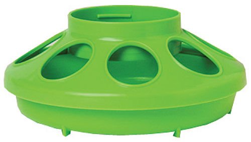 Lime green plastic feeder and waterer base with round ventilation holes