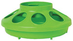 Lime green plastic feeder and waterer base with round ventilation holes