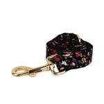 Floral pet leash with gold metal clasp and swivel hardware