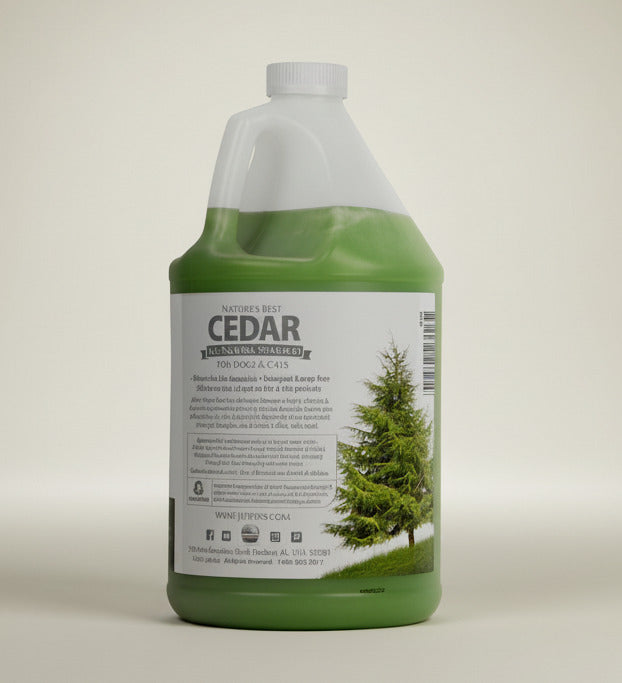 Cedar all-natural flea bite relief shampoo for dogs & cats, rear label jug
