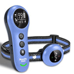 Dog training collar remote and receiver with adjustable woven strap, light blue