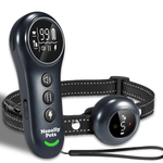 Dog training collar remote and receiver with adjustable fabric strap, black