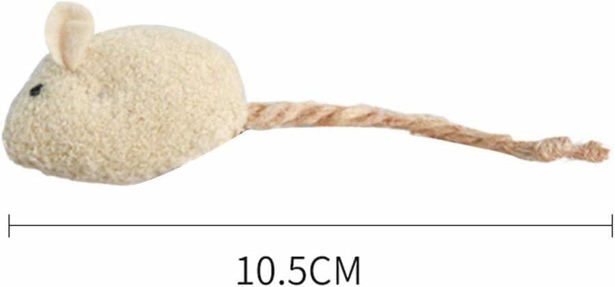 Plüschmaus-Spielzeug, Länge ca. 10,5 cm; beige Maus mit Kordelschwanz