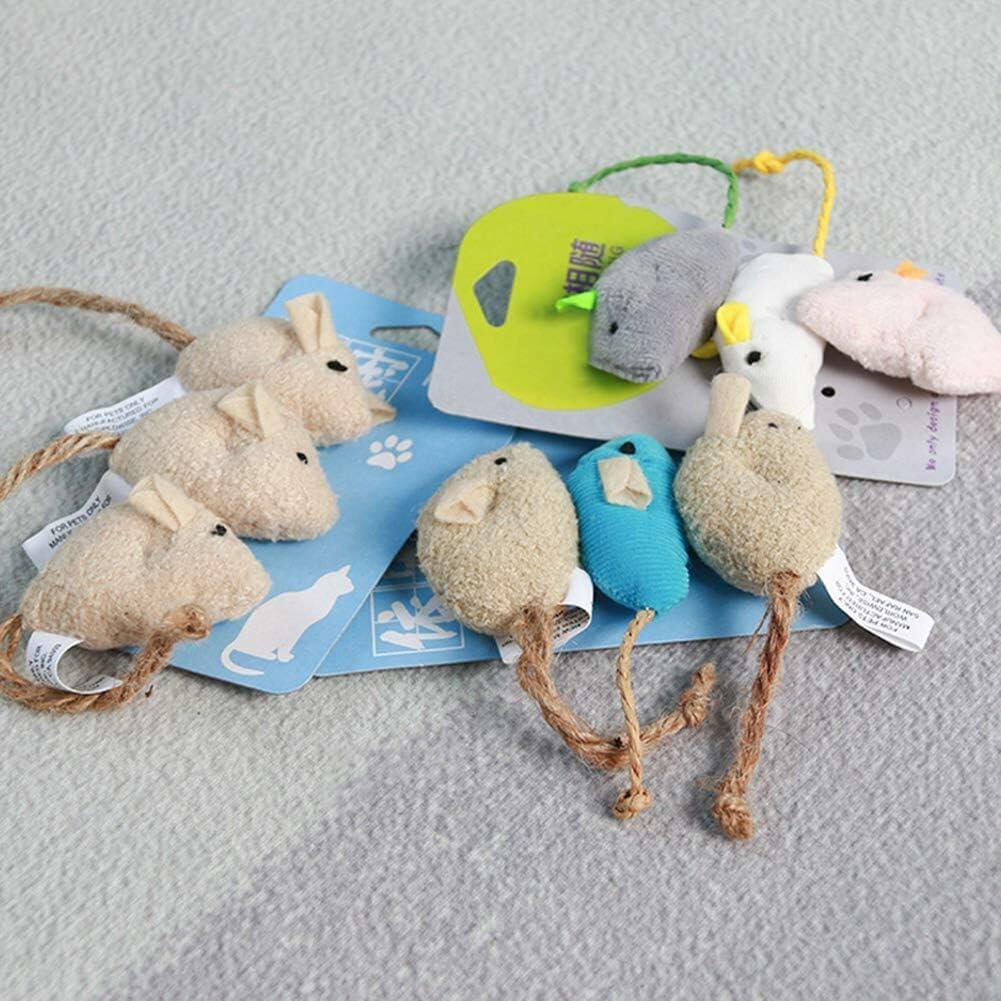 Plüschmäuse-Set: beige Mäuse und blaue Maus mit Kordel, mehrere Figuren am Kartenpack