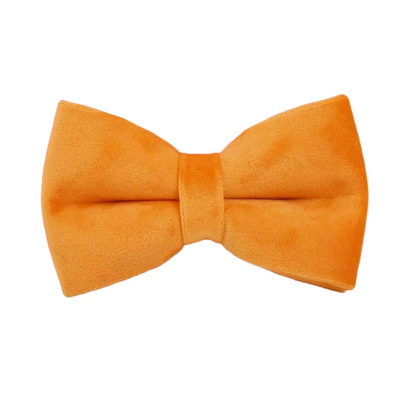 Orange velvet dog bowtie with center knot