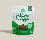 Open Farm Be Good bites dog treat bag, Turkey Recipe, soft chewy treats (front view)