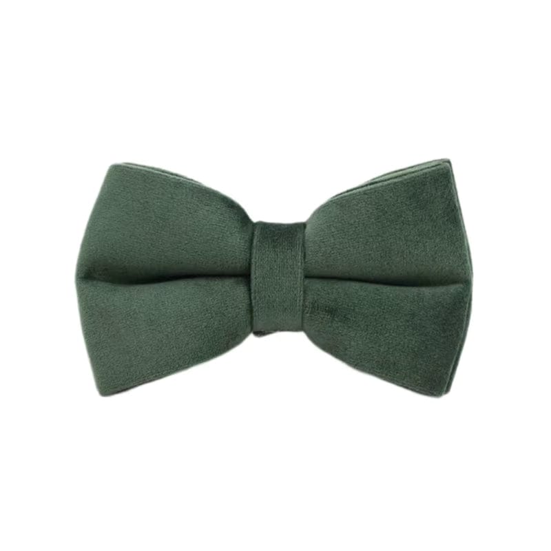 Teal velvet dog bow tie with wrapped center band
