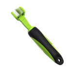 Pet toothbrush with green bristle head and black handle