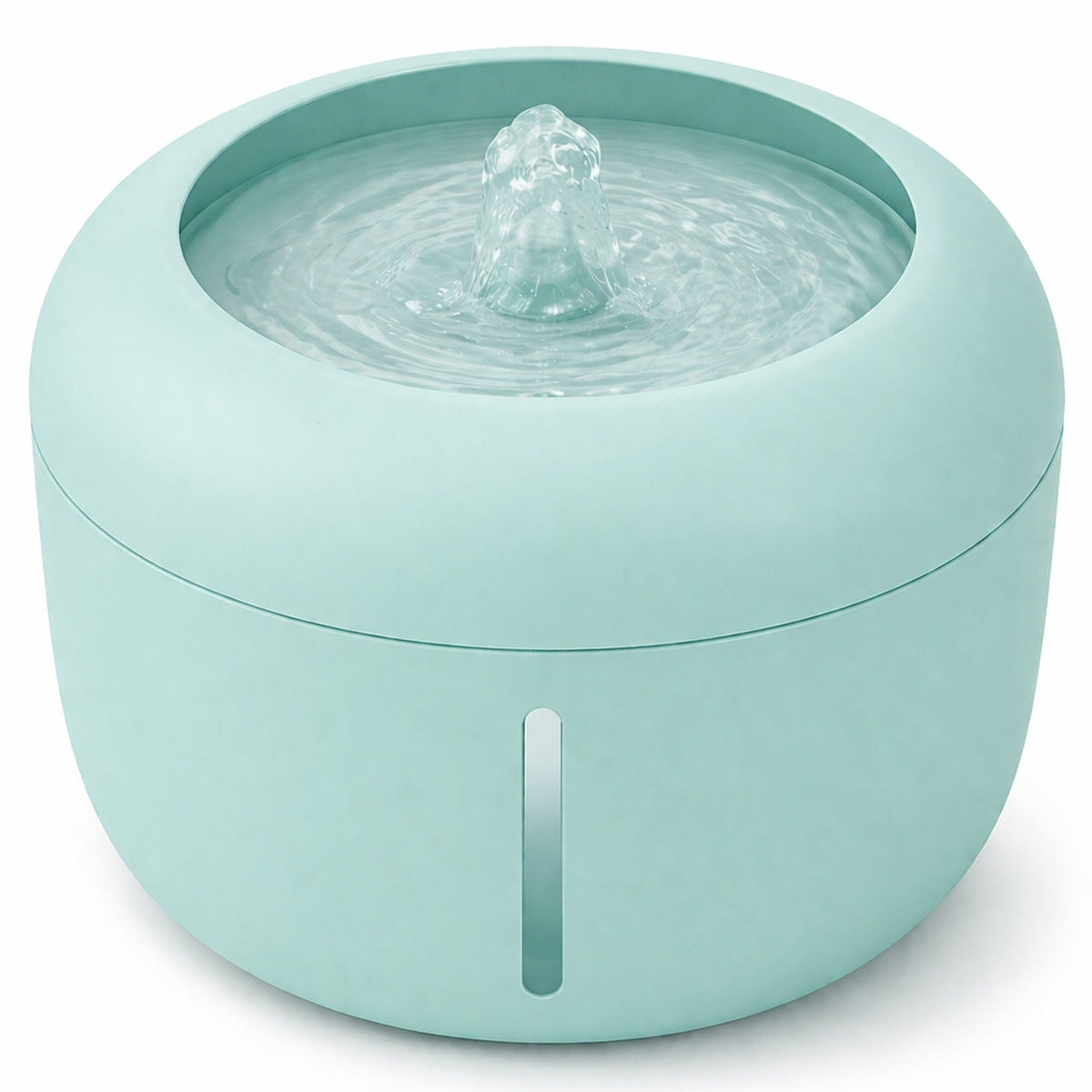 Dog and cat water fountain, round mint-green design with front water outlet