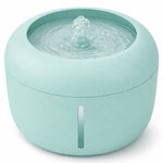 Dog and cat water fountain, round mint-green design with front water outlet