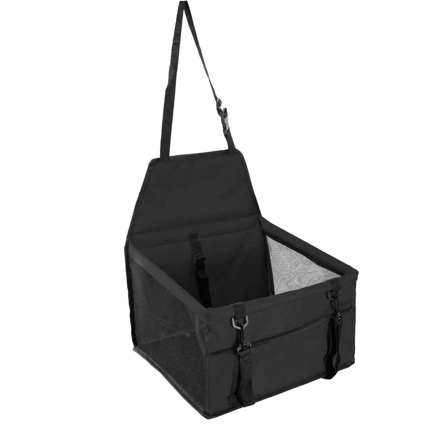 Schwarze Pet-Transporttasche mit Clip-Sicherheitsleine, Frontfach und Reißverschluss